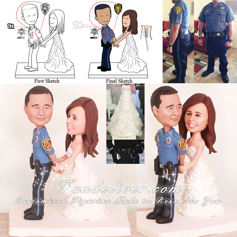 Miami County Sheriff Officer Wedding Cake Toppers